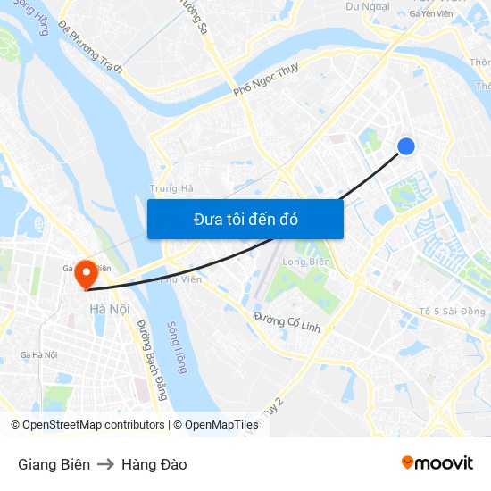 Giang Biên to Hàng Đào map