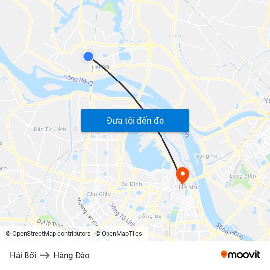 Hải Bối to Hàng Đào map