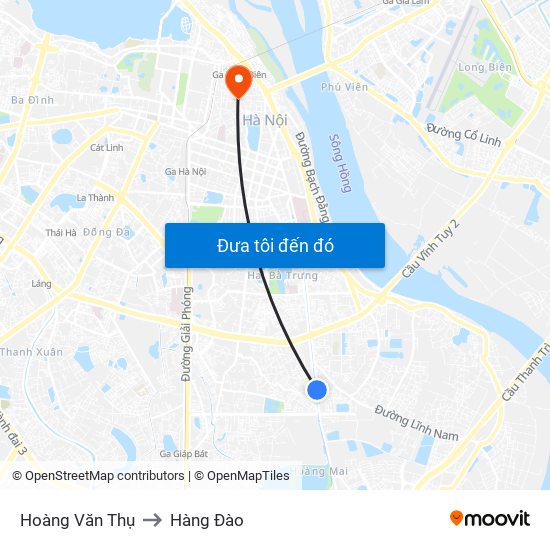 Hoàng Văn Thụ to Hàng Đào map