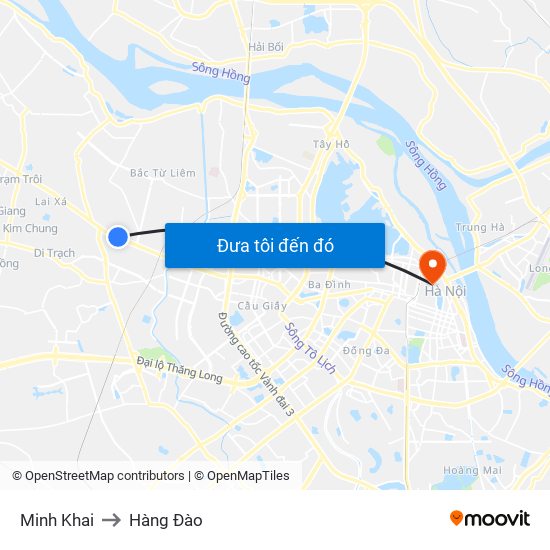 Minh Khai to Hàng Đào map