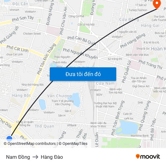 Nam Đồng to Hàng Đào map