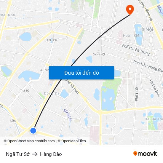 Ngã Tư Sở to Hàng Đào map