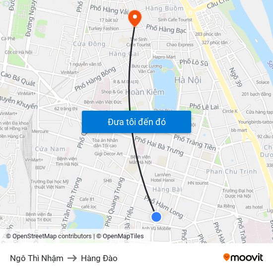 Ngô Thì Nhậm to Hàng Đào map
