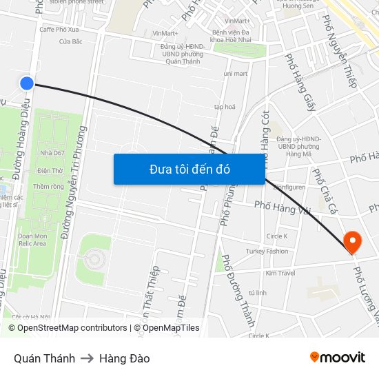 Quán Thánh to Hàng Đào map