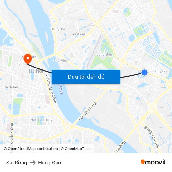 Sài Đồng to Hàng Đào map