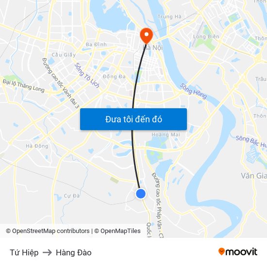 Tứ Hiệp to Hàng Đào map