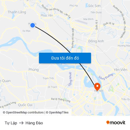 Tự Lập to Hàng Đào map