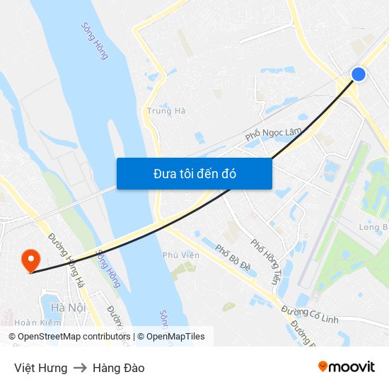 Việt Hưng to Hàng Đào map