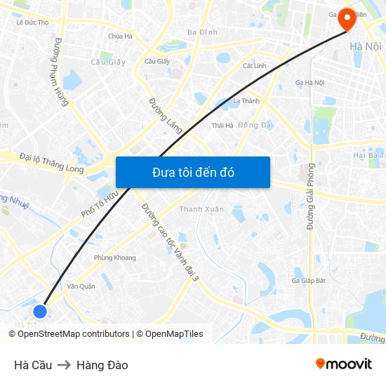 Hà Cầu to Hàng Đào map