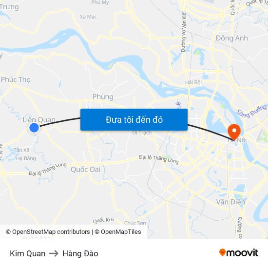 Kim Quan to Hàng Đào map