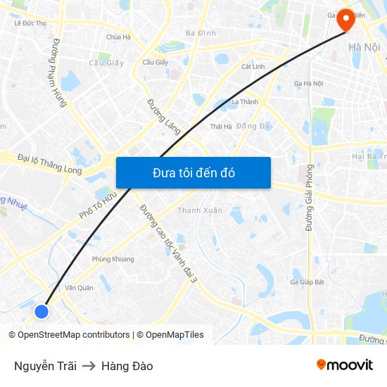 Nguyễn Trãi to Hàng Đào map