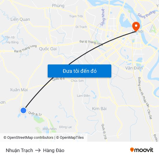 Nhuận Trạch to Hàng Đào map