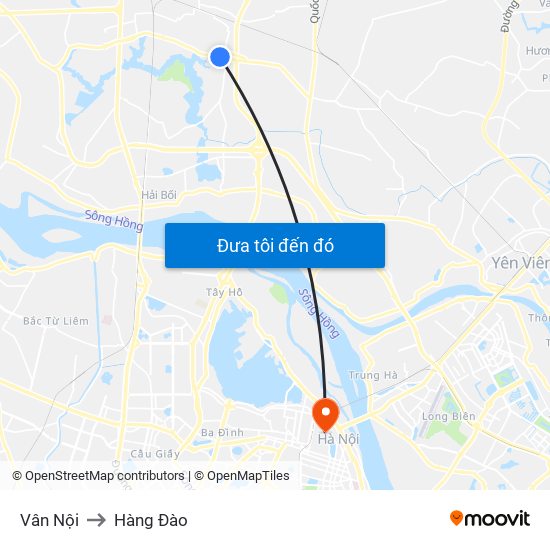 Vân Nội to Hàng Đào map