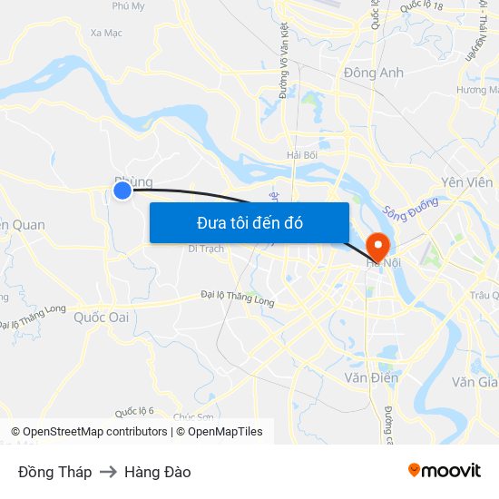 Đồng Tháp to Hàng Đào map