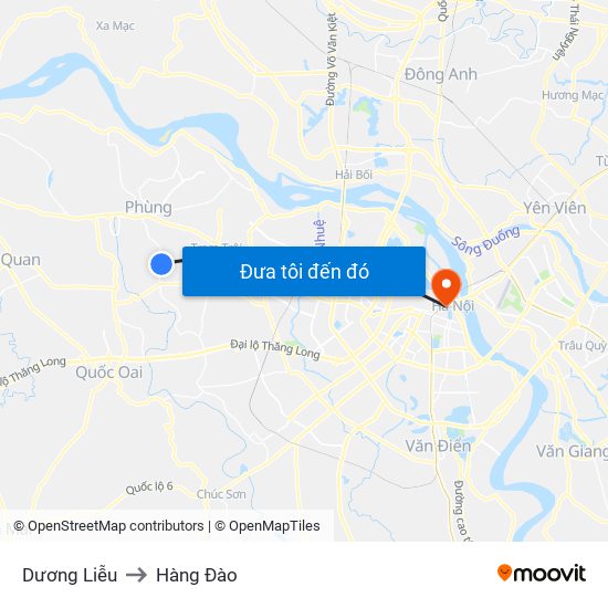 Dương Liễu to Hàng Đào map