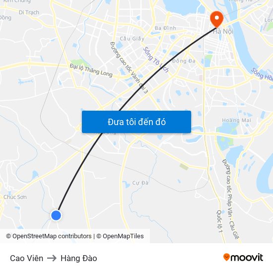Cao Viên to Hàng Đào map