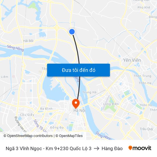 Ngã 3 Vĩnh Ngọc - Km 9+230 Quốc Lộ 3 to Hàng Đào map