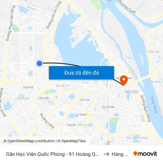 Gần Học Viện Quốc Phòng - 91 Hoàng Quốc Việt to Hàng Đào map