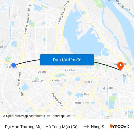 Đại Học Thương Mại - Hồ Tùng Mậu (Cột Sau) to Hàng Đào map