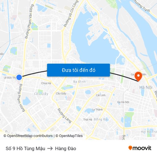 Số 9 Hồ Tùng Mậu to Hàng Đào map