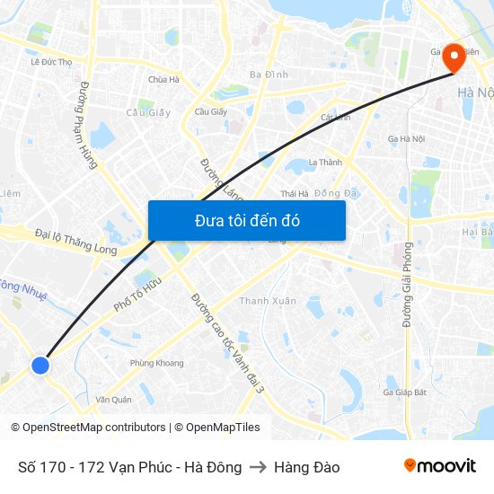 Số 170 - 172 Vạn Phúc - Hà Đông to Hàng Đào map