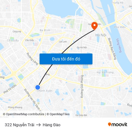 322 Nguyễn Trãi to Hàng Đào map
