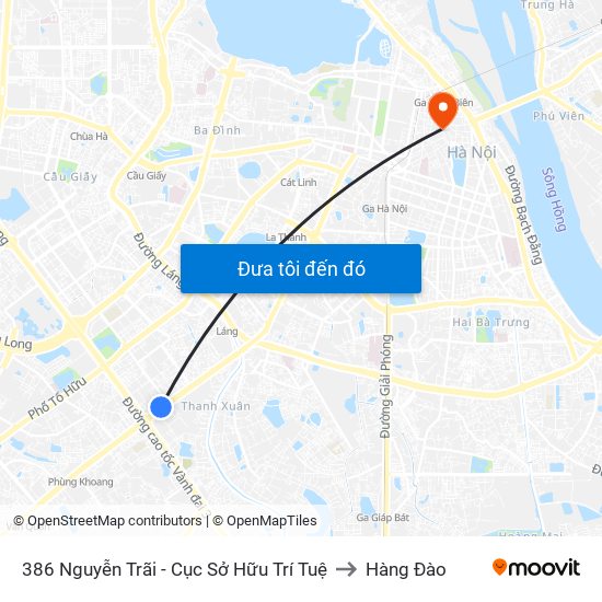 386 Nguyễn Trãi - Cục Sở Hữu Trí Tuệ to Hàng Đào map