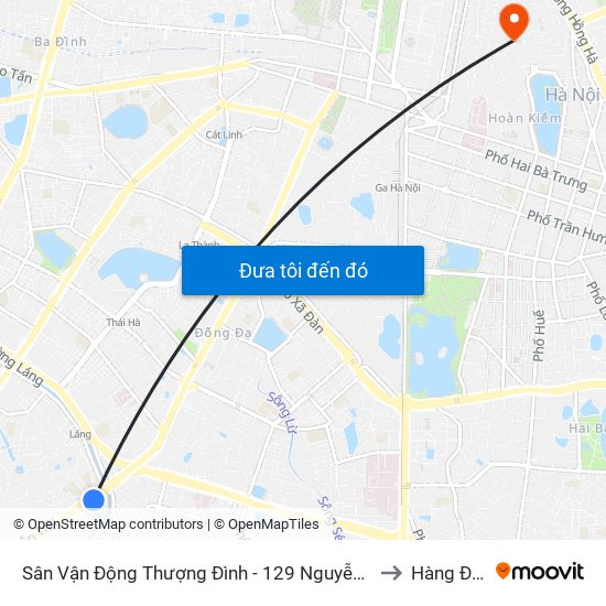 Sân Vận Động Thượng Đình - 129 Nguyễn Trãi to Hàng Đào map