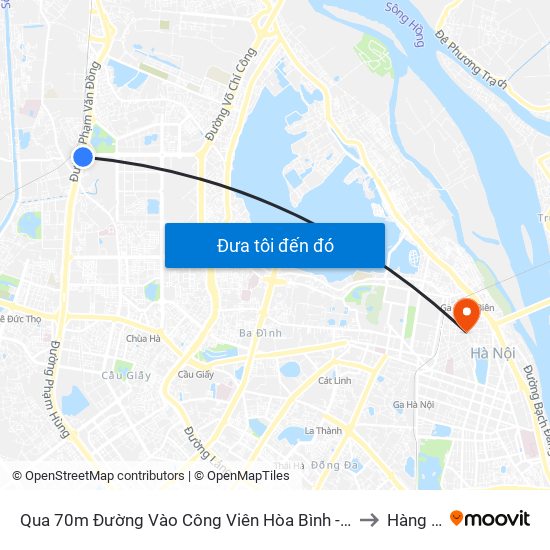 Qua 70m Đường Vào Công Viên Hòa Bình - Phạm Văn Đồng to Hàng Đào map