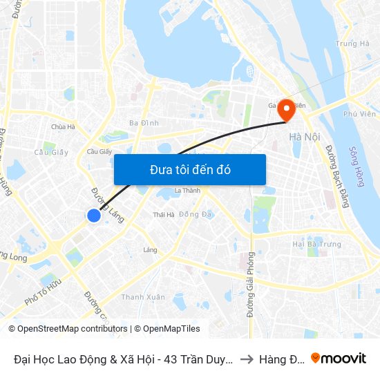 Đại Học Lao Động & Xã Hội - 43 Trần Duy Hưng to Hàng Đào map