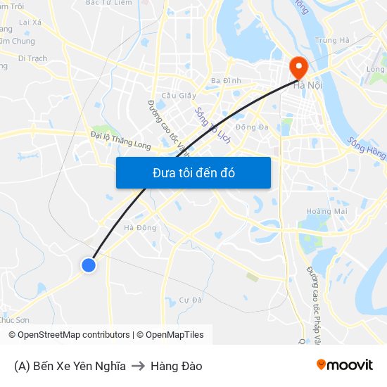 (A) Bến Xe Yên Nghĩa to Hàng Đào map