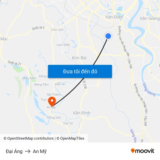 Đại Áng to An Mỹ map