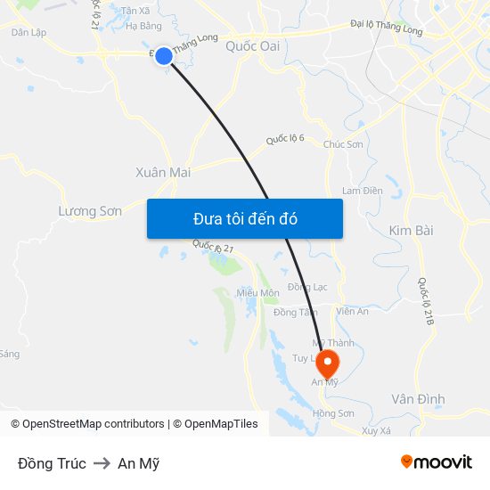Đồng Trúc to An Mỹ map