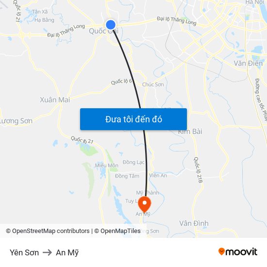 Yên Sơn to An Mỹ map