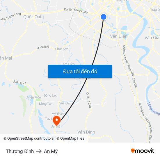 Thượng Đình to An Mỹ map