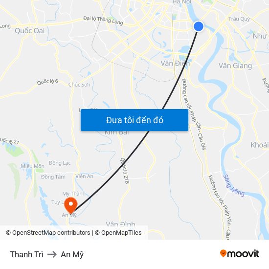 Thanh Trì to An Mỹ map