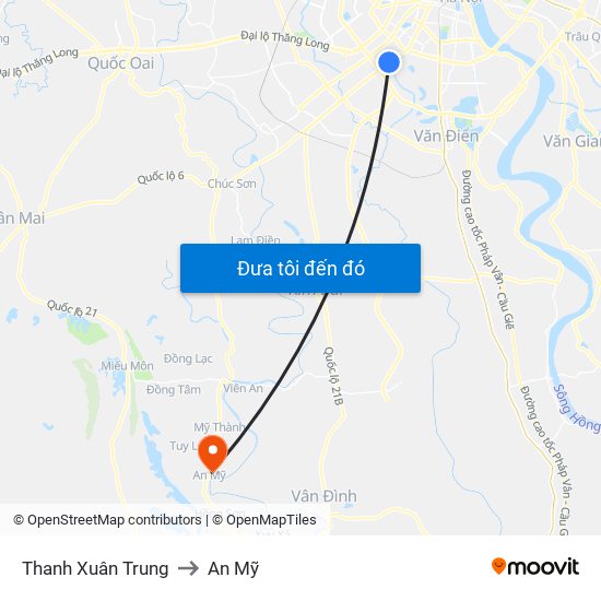 Thanh Xuân Trung to An Mỹ map