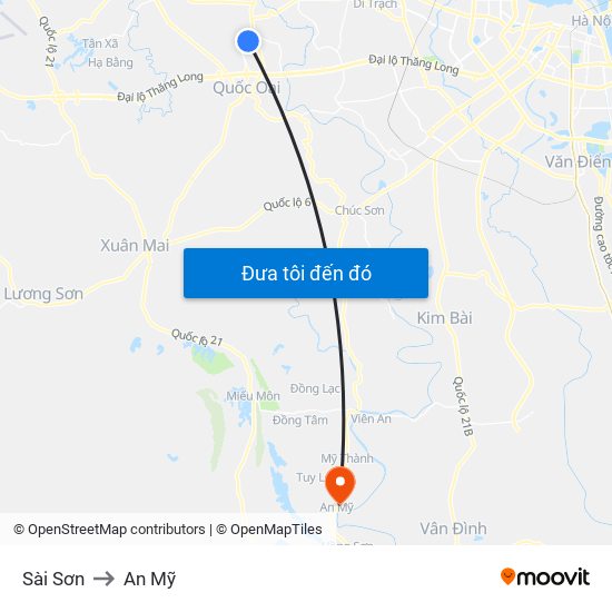 Sài Sơn to An Mỹ map