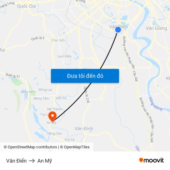 Văn Điển to An Mỹ map