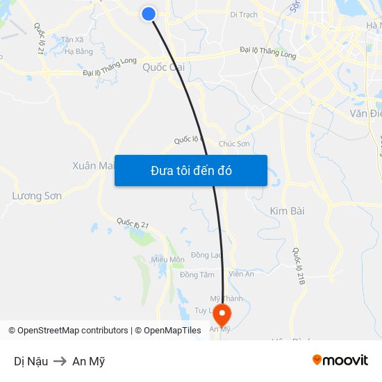 Dị Nậu to An Mỹ map