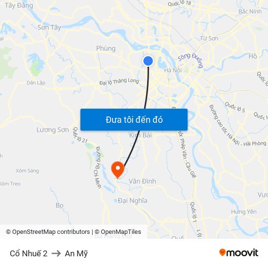 Cổ Nhuế 2 to An Mỹ map
