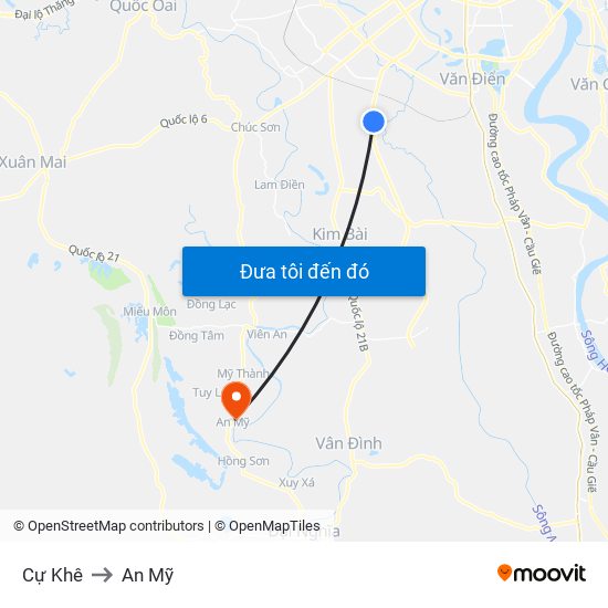 Cự Khê to An Mỹ map