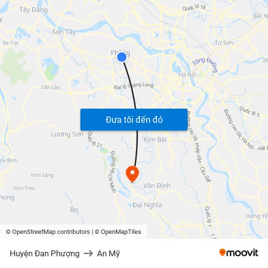 Huyện Đan Phượng to An Mỹ map