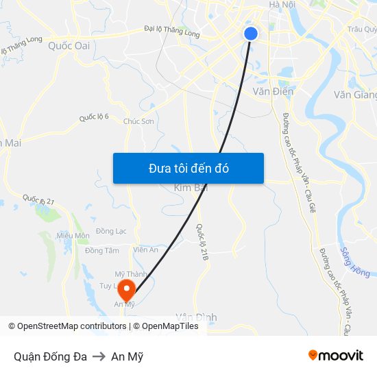 Quận Đống Đa to An Mỹ map