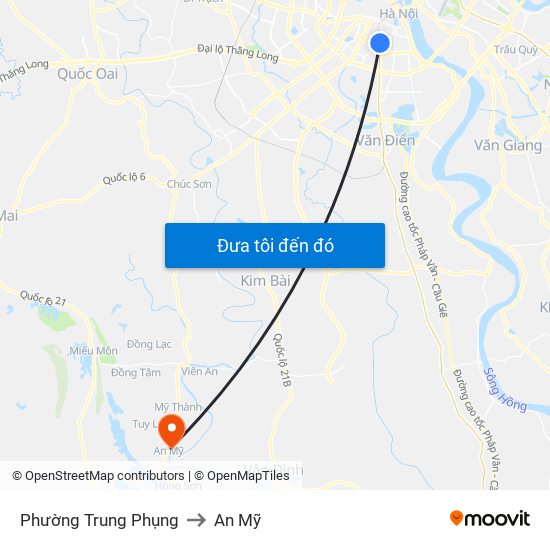 Phường Trung Phụng to An Mỹ map