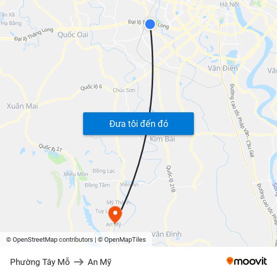 Phường Tây Mỗ to An Mỹ map