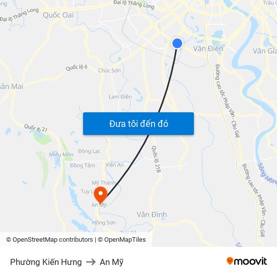 Phường Kiến Hưng to An Mỹ map