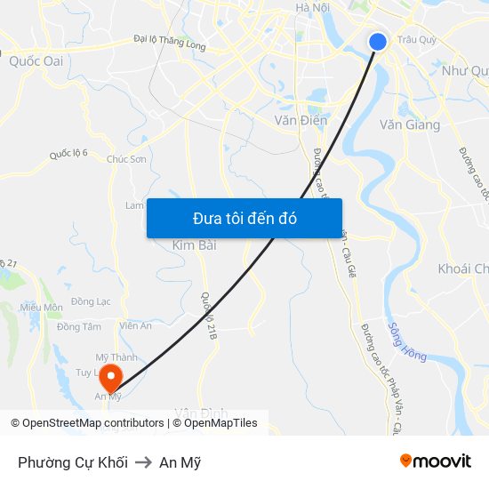 Phường Cự Khối to An Mỹ map