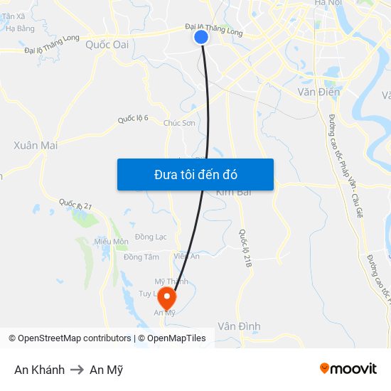 An Khánh to An Mỹ map