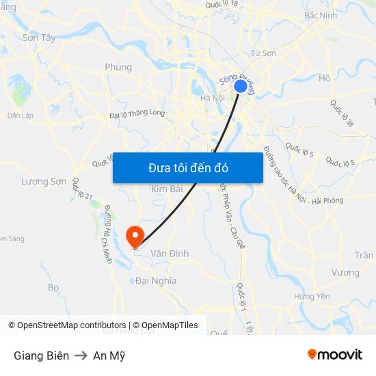 Giang Biên to An Mỹ map